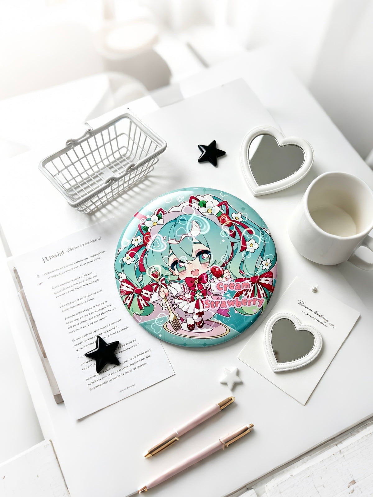 Hatsune Miku strawberry 58mm badge