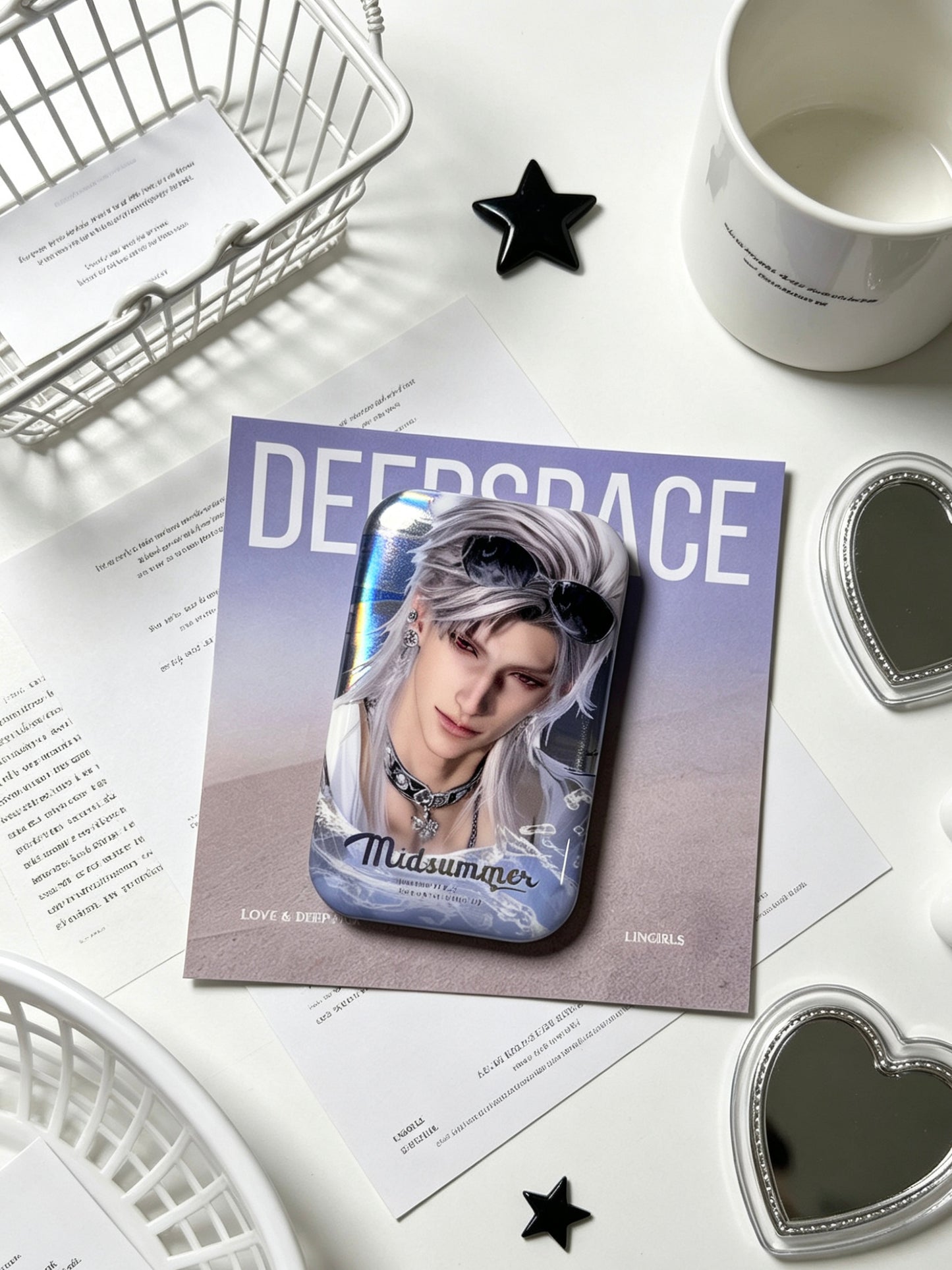 Love and Deepspace Sylus effetto doppio glitter 44x70mm Badge