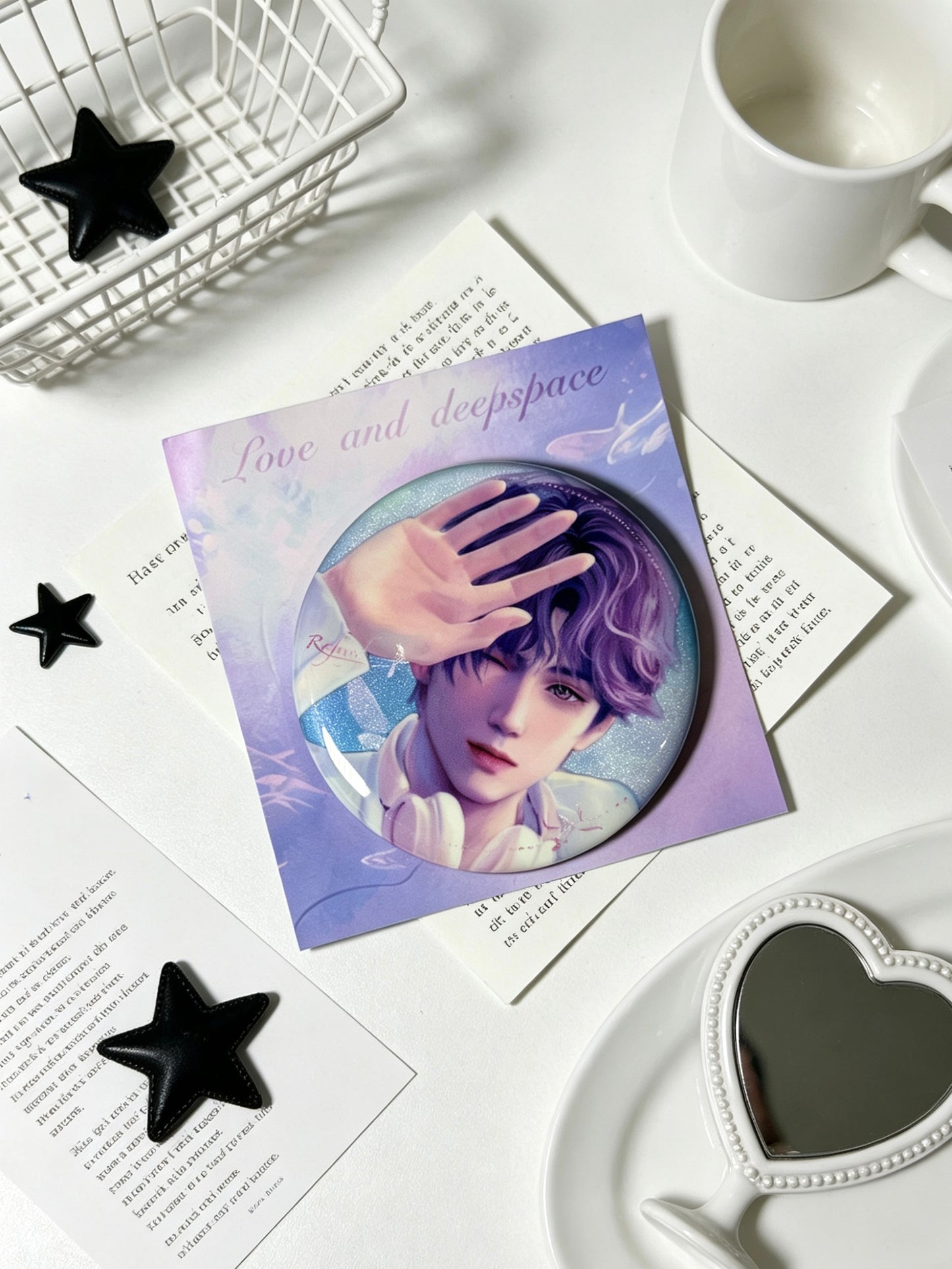 Love and Deepspace Rafayel effetto doppio glitter 75mm Badge
